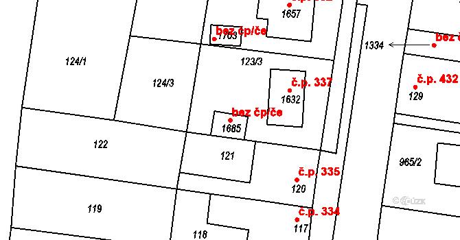 Smečno 45360995 na parcele st. 1685 v KÚ Smečno, Katastrální mapa