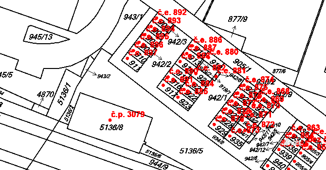 Žabovřesky 891, Brno na parcele st. 917 v KÚ Žabovřesky, Katastrální mapa