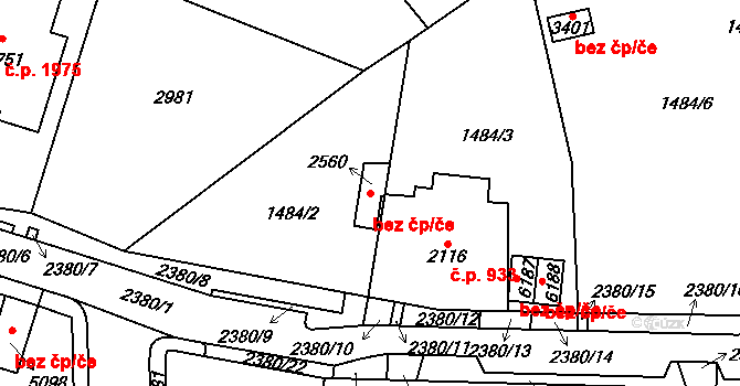 Cheb 48971995 na parcele st. 2560 v KÚ Cheb, Katastrální mapa