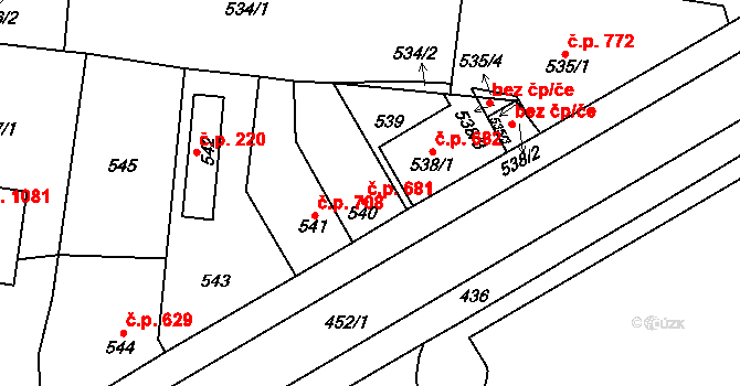 Nýřany 681 na parcele st. 540 v KÚ Nýřany, Katastrální mapa