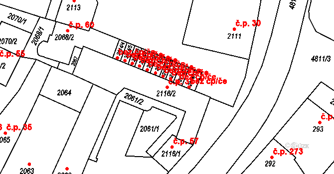 Pražské Předměstí 31, Vysoké Mýto na parcele st. 2116/2 v KÚ Vysoké Mýto, Katastrální mapa