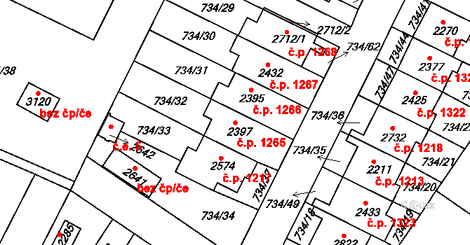 Neratovice 1265 na parcele st. 2397 v KÚ Neratovice, Katastrální mapa