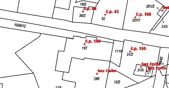 Zdíkov 144 na parcele st. 167 v KÚ Zdíkov, Katastrální mapa