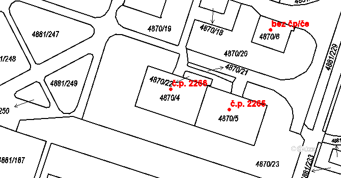 Louny 2266 na parcele st. 4870/4 v KÚ Louny, Katastrální mapa