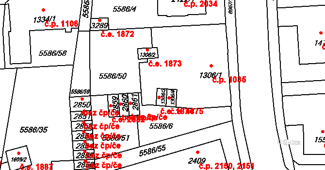 Žatec 1874 na parcele st. 1306/3 v KÚ Žatec, Katastrální mapa