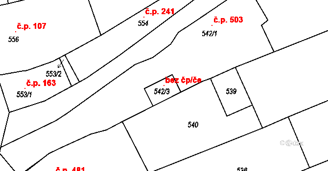 Nosislav 106303996 na parcele st. 542/3 v KÚ Nosislav, Katastrální mapa