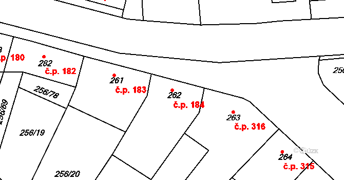 Micmanice 184, Strachotice na parcele st. 262 v KÚ Micmanice, Katastrální mapa