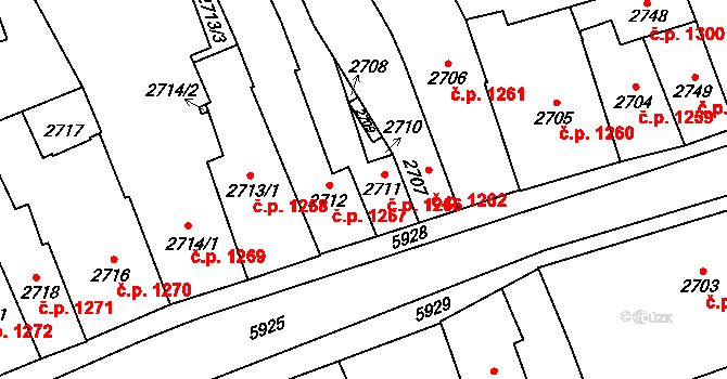 Jihlava 1266 na parcele st. 2711 v KÚ Jihlava, Katastrální mapa