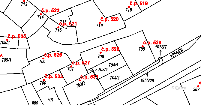 Mistřín 528, Svatobořice-Mistřín na parcele st. 706 v KÚ Mistřín, Katastrální mapa