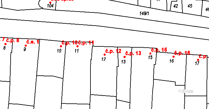 Lípy 12, Slatinice na parcele st. 12 v KÚ Lípy, Katastrální mapa
