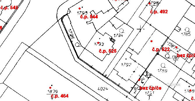 Poděbrady III 525, Poděbrady na parcele st. 1793 v KÚ Poděbrady, Katastrální mapa