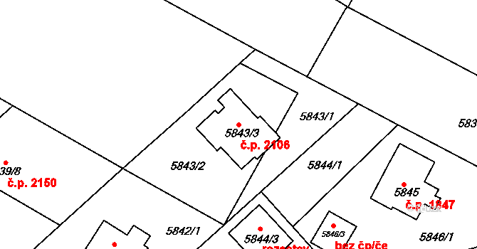 Frýdek 2106, Frýdek-Místek na parcele st. 5843/3 v KÚ Frýdek, Katastrální mapa