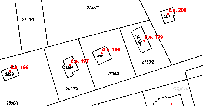 Frýdlant 198, Frýdlant nad Ostravicí na parcele st. 2830/6 v KÚ Frýdlant nad Ostravicí, Katastrální mapa