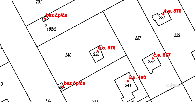 Káraný 876 na parcele st. 238 v KÚ Káraný, Katastrální mapa