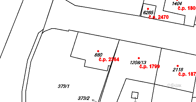 Cheb 2364 na parcele st. 880 v KÚ Cheb, Katastrální mapa
