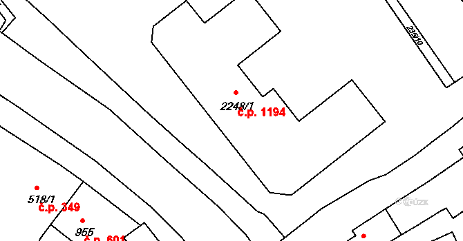 Vizovice 1194 na parcele st. 2248/1 v KÚ Vizovice, Katastrální mapa