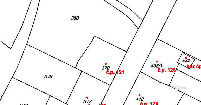 Klikov 121, Suchdol nad Lužnicí na parcele st. 379 v KÚ Klikov, Katastrální mapa