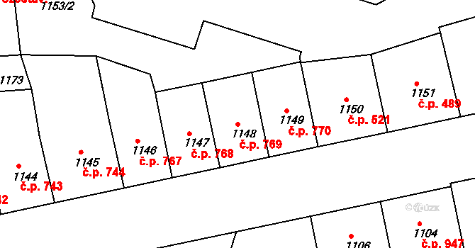 Žižkov 769, Praha na parcele st. 1148 v KÚ Žižkov, Katastrální mapa