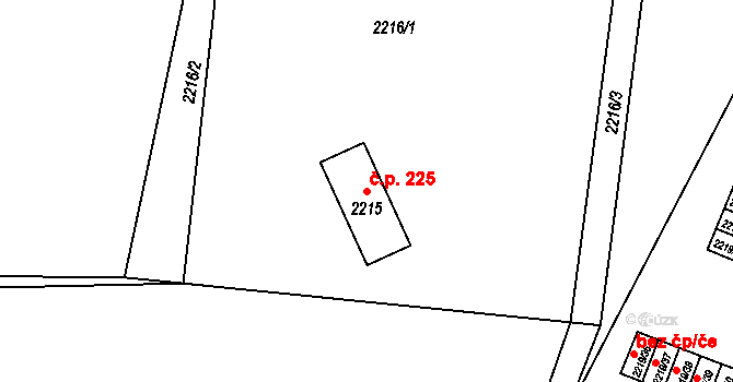 Mostecké Předměstí 225, Bílina na parcele st. 2215 v KÚ Bílina, Katastrální mapa