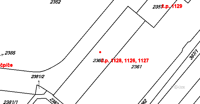 Město 1126,1127,1128, Havířov na parcele st. 2360 v KÚ Havířov-město, Katastrální mapa