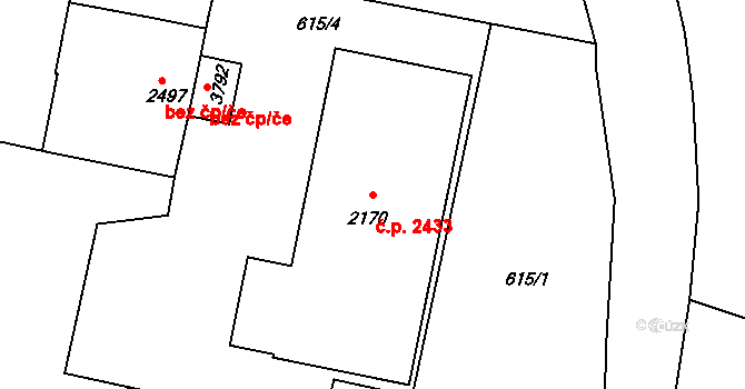 Dvůr Králové nad Labem 2433 na parcele st. 2170 v KÚ Dvůr Králové nad Labem, Katastrální mapa
