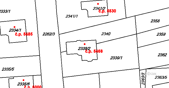 Chomutov 5468 na parcele st. 2339/2 v KÚ Chomutov II, Katastrální mapa