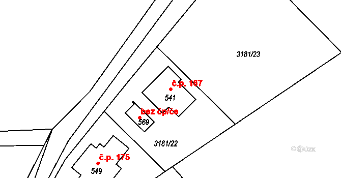 Vrábče 167 na parcele st. 541 v KÚ Vrábče, Katastrální mapa