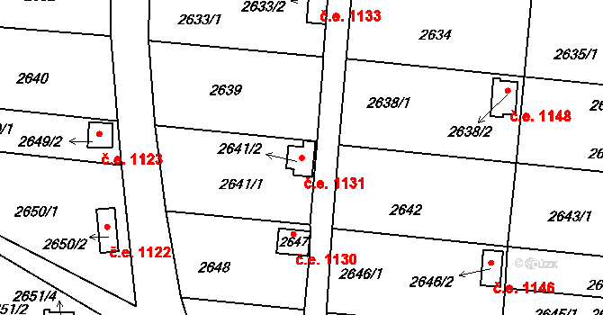Bystřice nad Pernštejnem 1131 na parcele st. 2641/2 v KÚ Bystřice nad Pernštejnem, Katastrální mapa