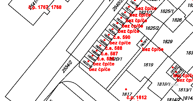 Předměstí 586, Litoměřice na parcele st. 1820/8 v KÚ Litoměřice, Katastrální mapa