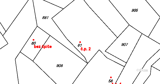 Chochol 2, Tichonice na parcele st. 61 v KÚ Tichonice, Katastrální mapa