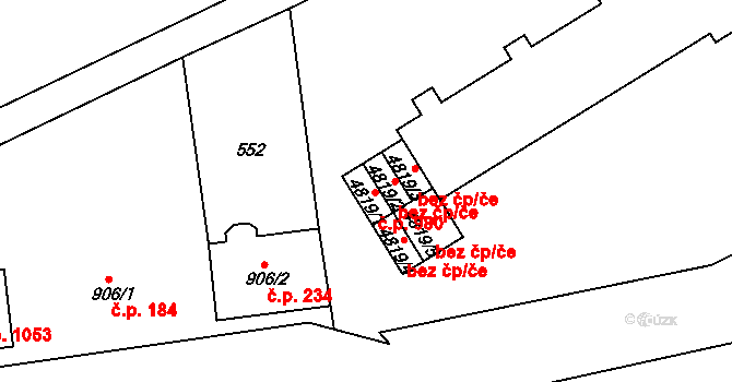 Borovina 980, Třebíč na parcele st. 4819/1 v KÚ Třebíč, Katastrální mapa