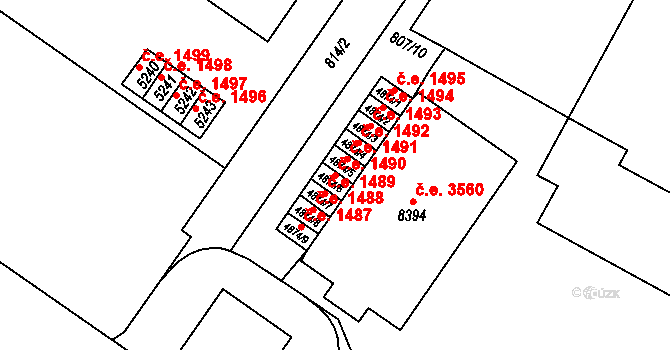Zlín 1490 na parcele st. 4874/6 v KÚ Zlín, Katastrální mapa