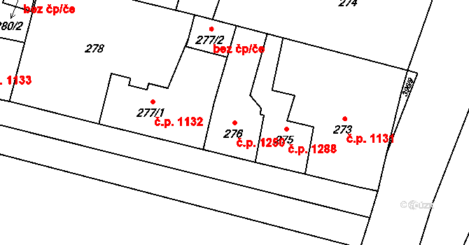 Slezská Ostrava 1250, Ostrava na parcele st. 276 v KÚ Slezská Ostrava, Katastrální mapa