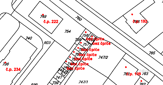 Velká Losenice 38443996 na parcele st. 757 v KÚ Velká Losenice, Katastrální mapa