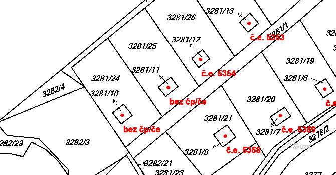 Pelhřimov 45258996 na parcele st. 3281/11 v KÚ Pelhřimov, Katastrální mapa