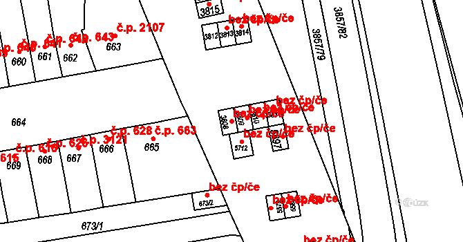 Brno 45542996 na parcele st. 3808 v KÚ Královo Pole, Katastrální mapa