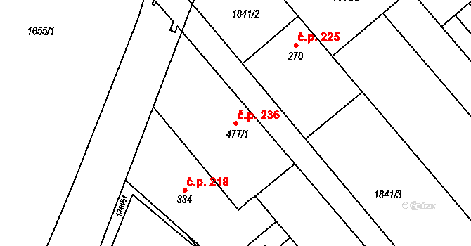 Hostěrádky-Rešov 236 na parcele st. 477/1 v KÚ Hostěrádky, Katastrální mapa