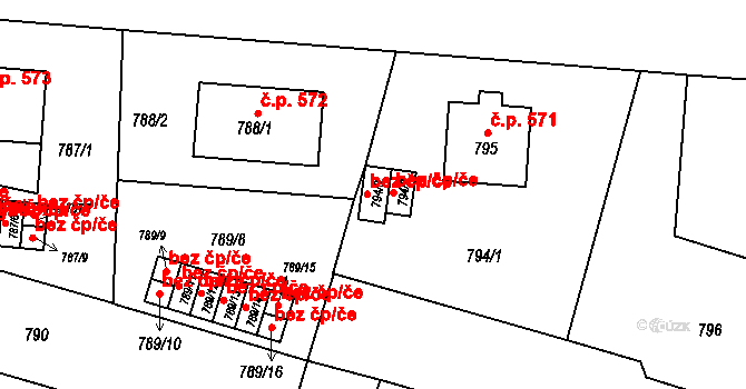 Třeboň 47509996 na parcele st. 794/3 v KÚ Třeboň, Katastrální mapa