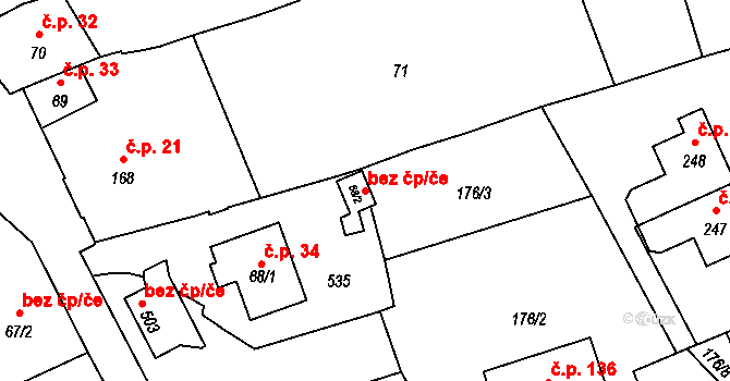 Litomyšl 48192996 na parcele st. 68/2 v KÚ Záhraď, Katastrální mapa