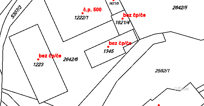 Hošťálková 48493996 na parcele st. 1345 v KÚ Hošťálková, Katastrální mapa