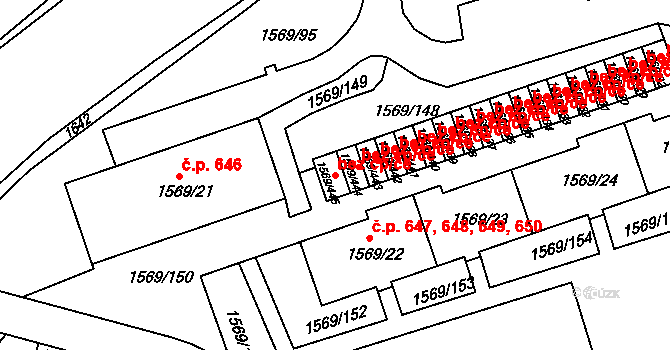 Liberec 49332996 na parcele st. 1569/445 v KÚ Starý Harcov, Katastrální mapa