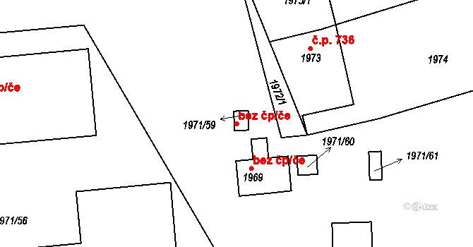 Třešť 50077996 na parcele st. 1971/59 v KÚ Třešť, Katastrální mapa