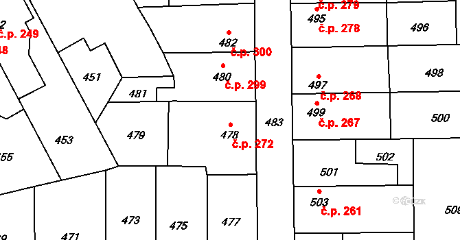 Veselí nad Lužnicí I 272, Veselí nad Lužnicí na parcele st. 478 v KÚ Veselí nad Lužnicí, Katastrální mapa