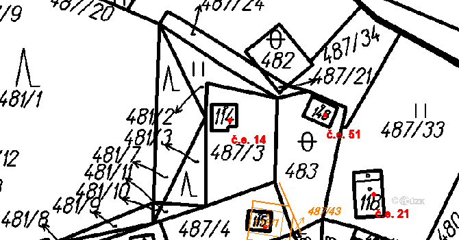Chlistov 14 na parcele st. 114 v KÚ Chlistov, Katastrální mapa