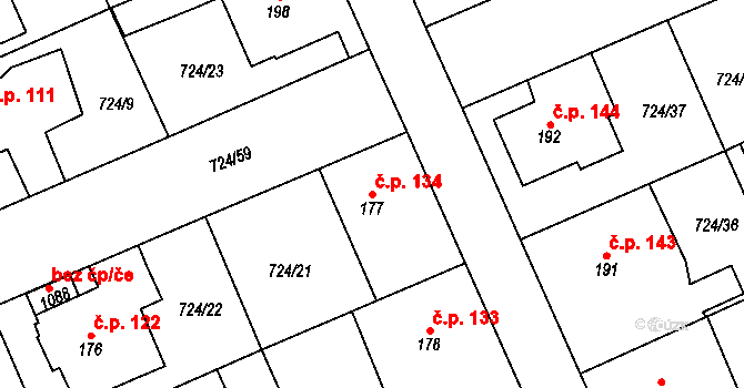 Velká Ledhuje 134, Police nad Metují na parcele st. 177 v KÚ Velká Ledhuje, Katastrální mapa