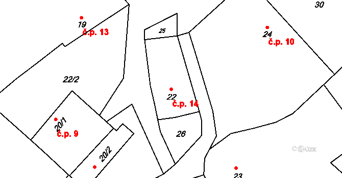 Korbelova Lhota 14, Velké Opatovice na parcele st. 22 v KÚ Korbelova Lhota, Katastrální mapa