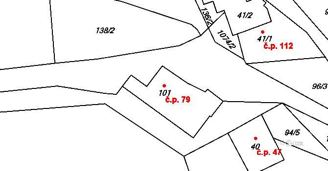 Masákova Lhota 79, Zdíkov na parcele st. 101 v KÚ Masákova Lhota, Katastrální mapa