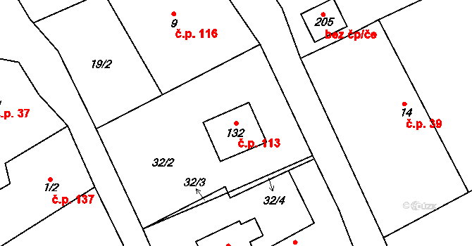Lukavec 113, Fulnek na parcele st. 132 v KÚ Lukavec u Bílovce, Katastrální mapa