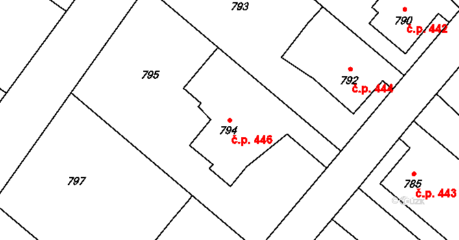 Studénka 446 na parcele st. 794 v KÚ Studénka nad Odrou, Katastrální mapa