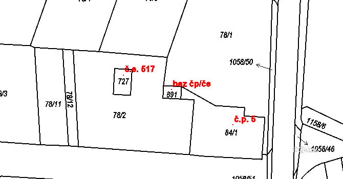 Potštejn 97030996 na parcele st. 891 v KÚ Potštejn, Katastrální mapa
